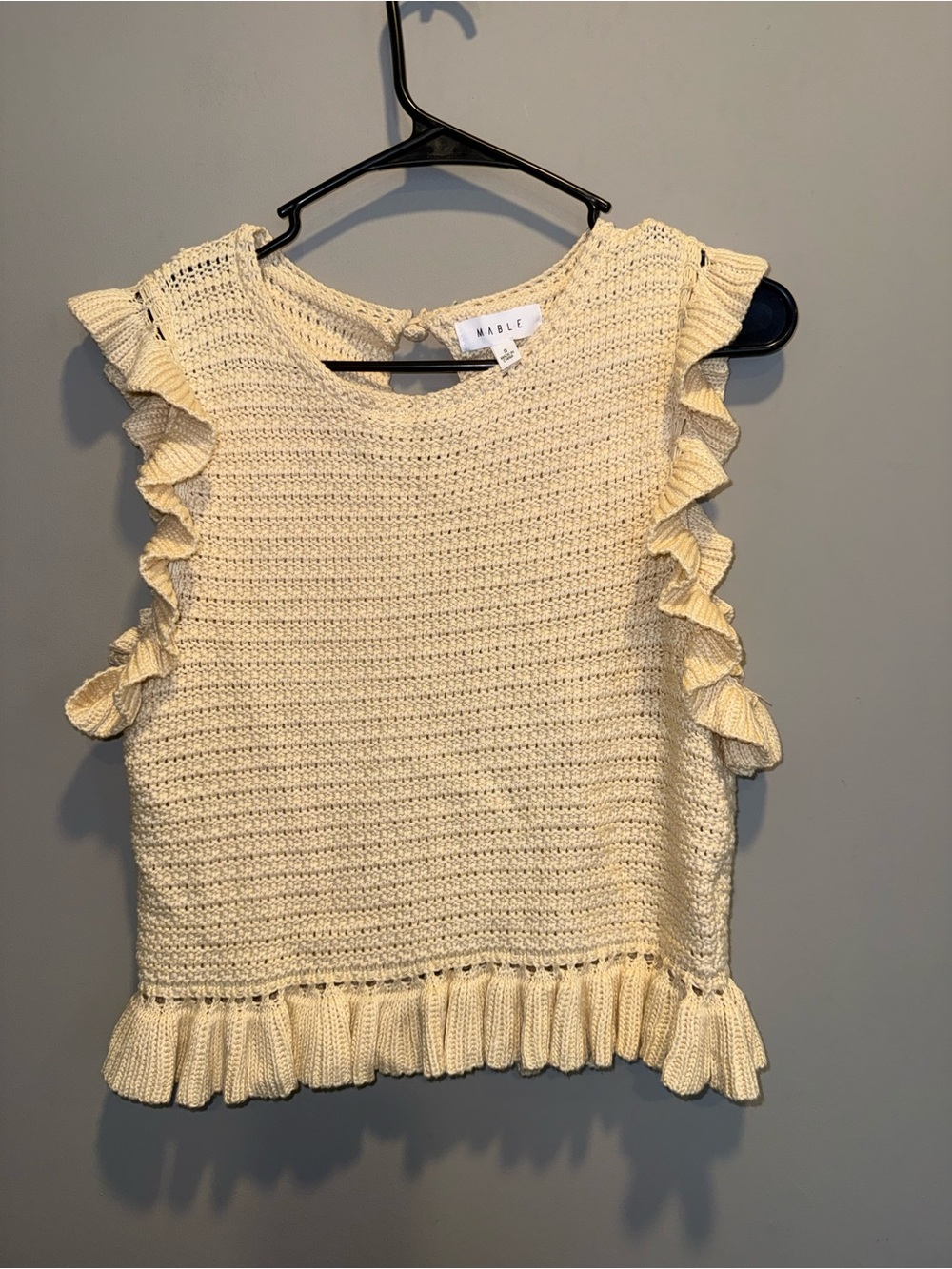 MARBLE Pale Yellow Ruffle Knit Sleeveless Top